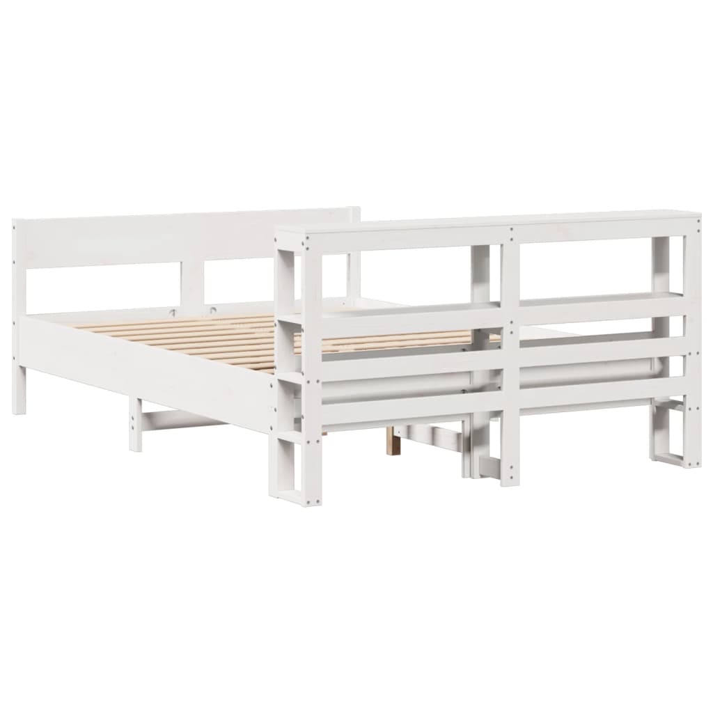 Cadre de lit sans matelas blanc 160x200 cm bois de pin massif