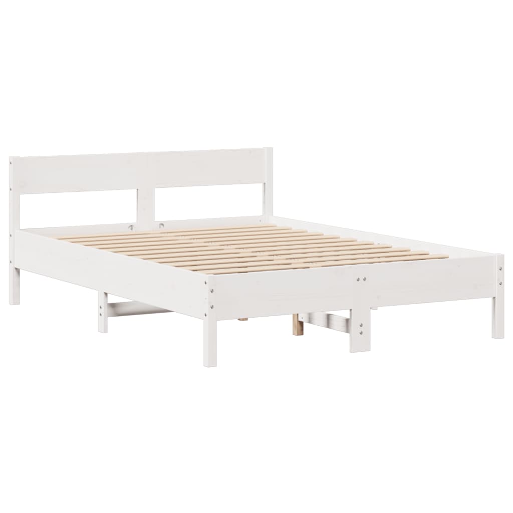 Cadre de lit sans matelas blanc 160x200 cm bois de pin massif