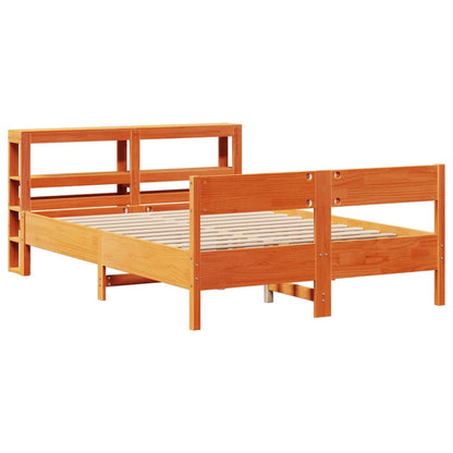 Cadre de lit sans matelas cire marron 160x200cm bois pin massif