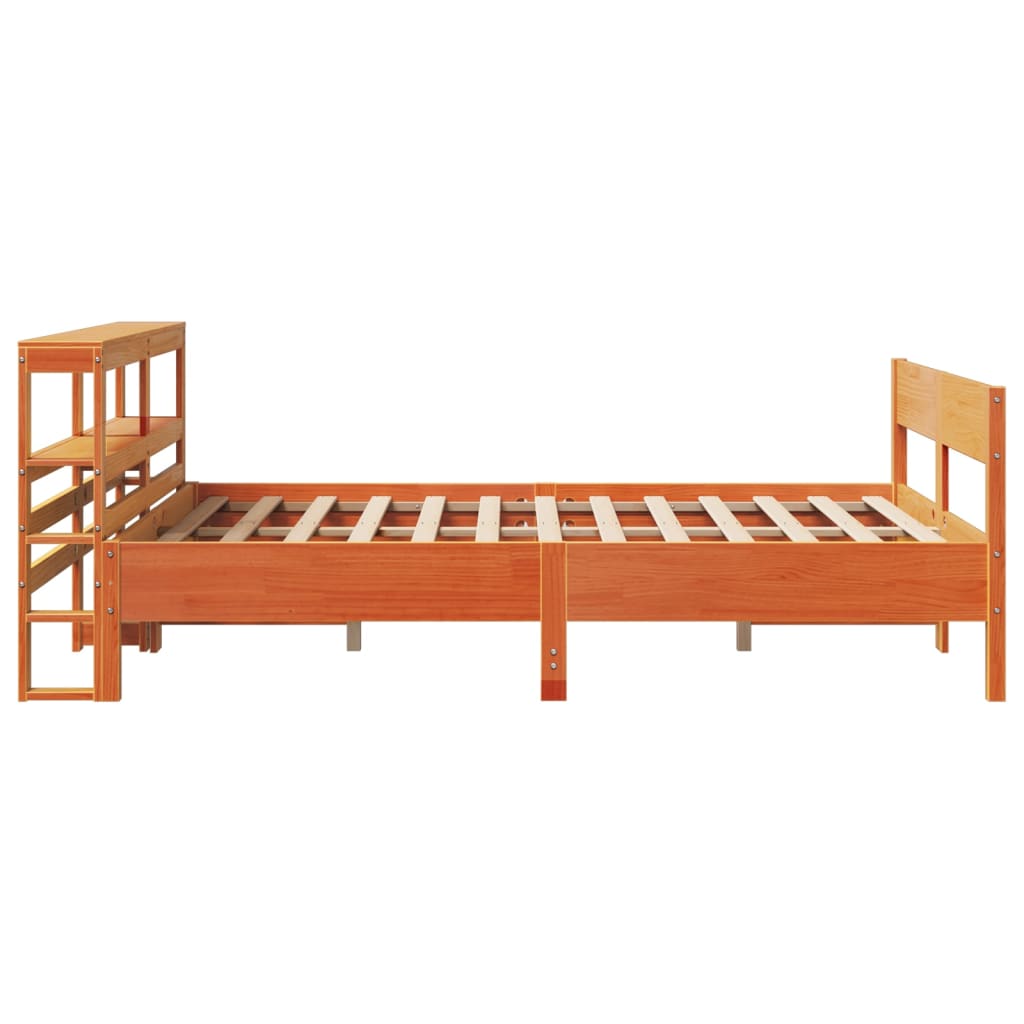 Cadre de lit sans matelas cire marron 160x200cm bois pin massif