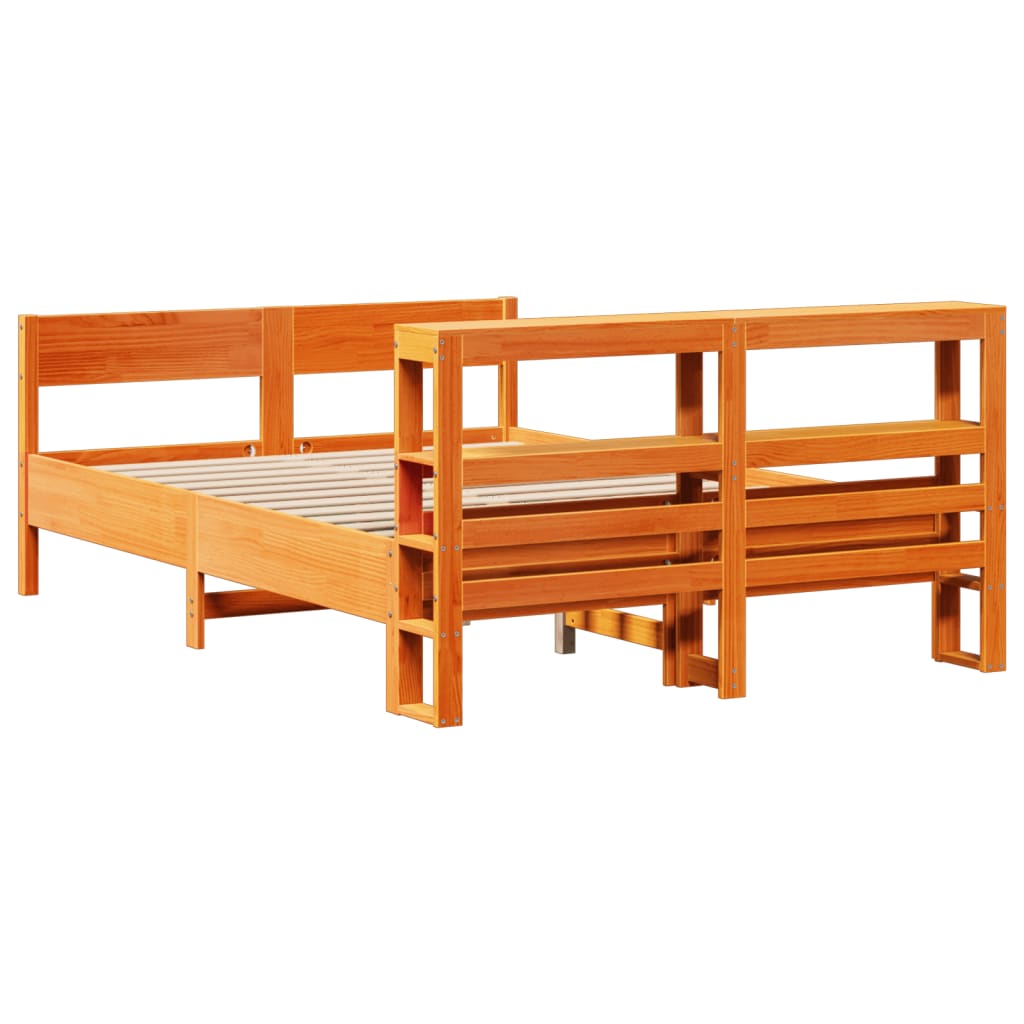 Cadre de lit sans matelas cire marron 160x200cm bois pin massif