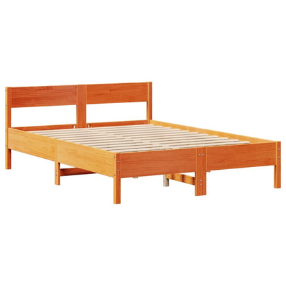 Cadre de lit sans matelas cire marron 160x200cm bois pin massif