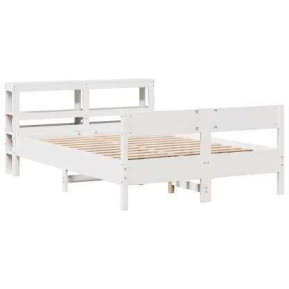 Cadre de lit sans matelas blanc 150x200 cm bois de pin massif