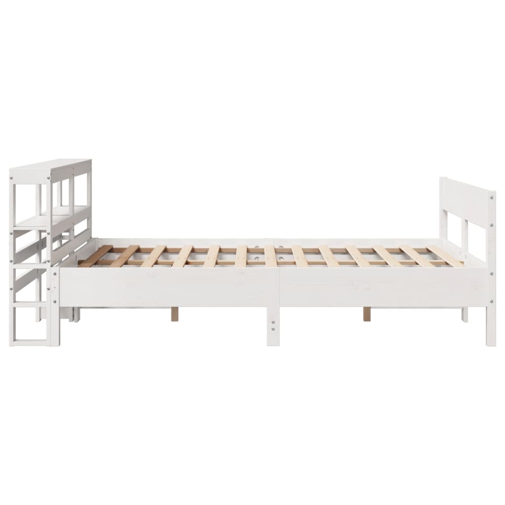 Cadre de lit sans matelas blanc 150x200 cm bois de pin massif