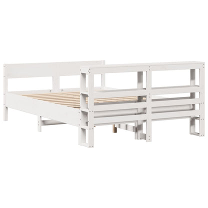 Cadre de lit sans matelas blanc 150x200 cm bois de pin massif