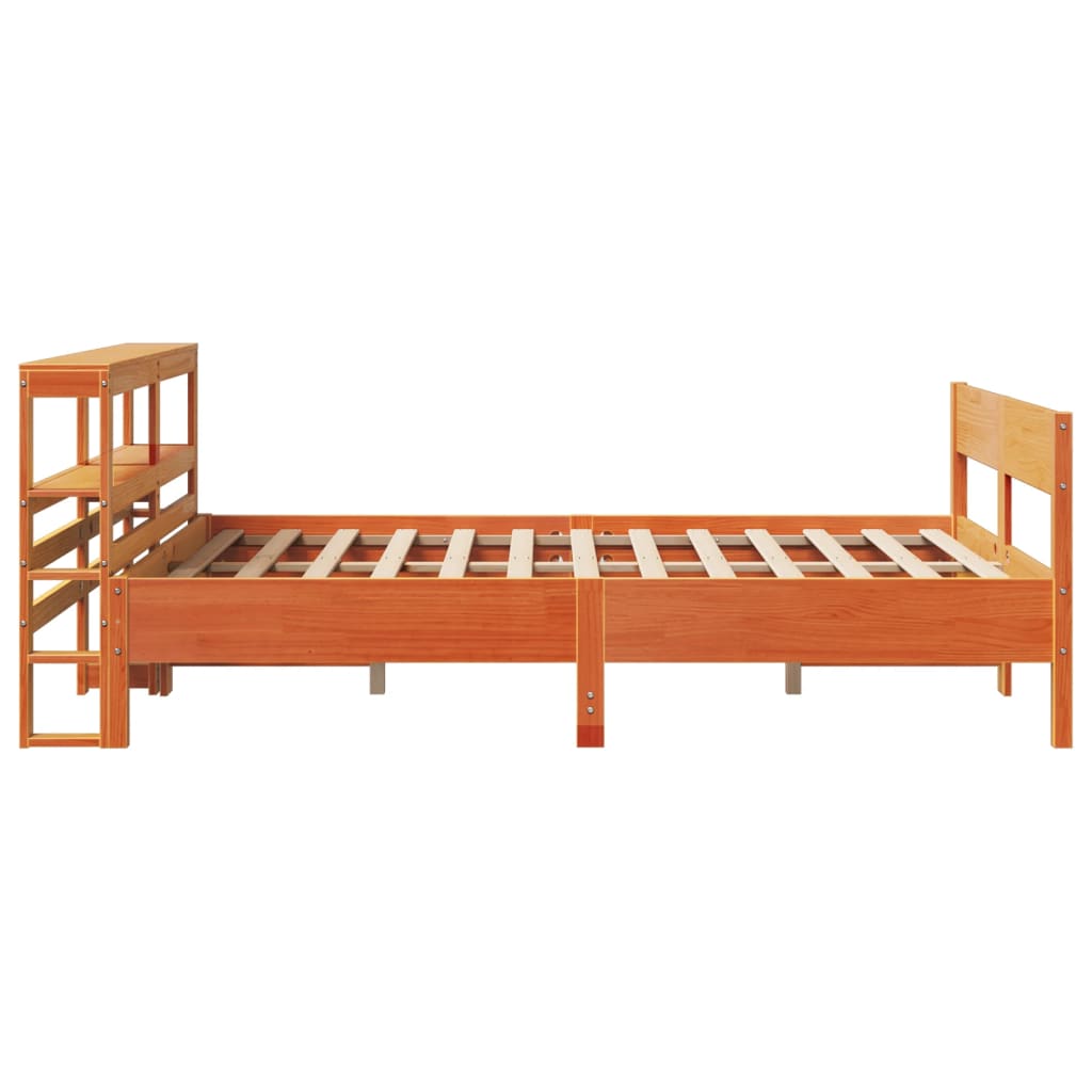 Cadre de lit sans matelas cire marron 150x200cm bois pin massif