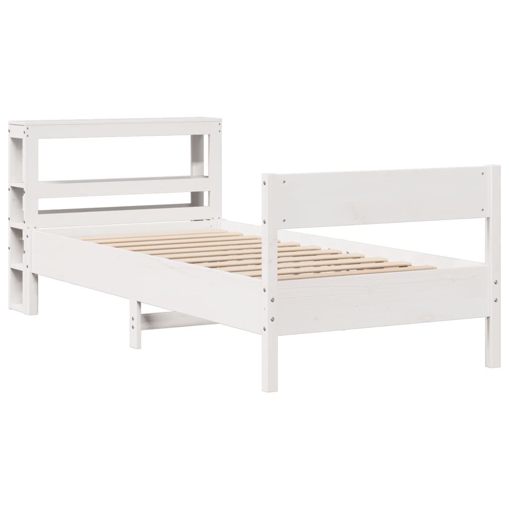 Cadre de lit sans matelas blanc 100x200 cm bois de pin massif