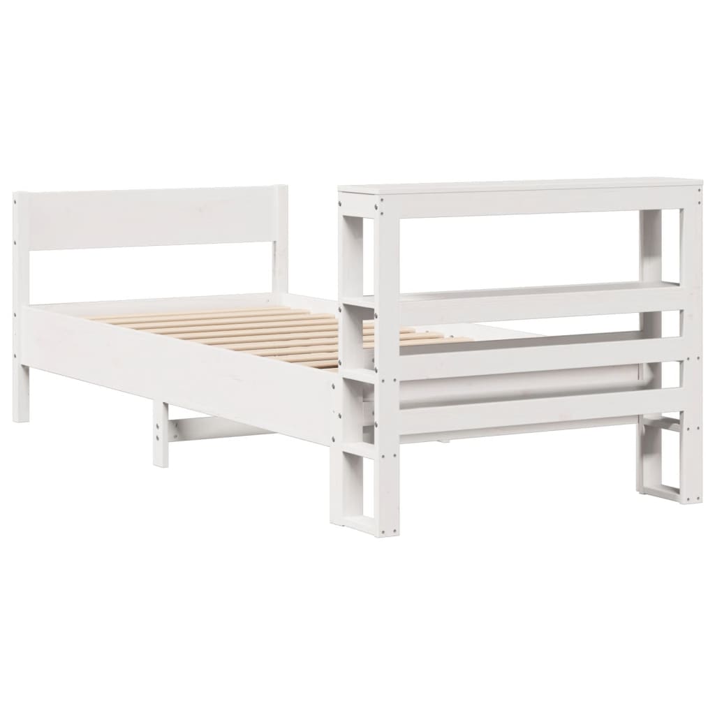 Cadre de lit sans matelas blanc 100x200 cm bois de pin massif