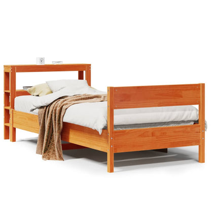 Cadre de lit sans matelas cire marron 100x200cm bois pin massif