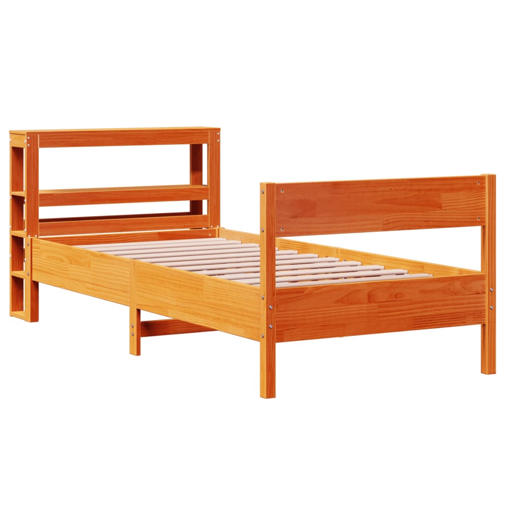 Cadre de lit sans matelas cire marron 100x200cm bois pin massif