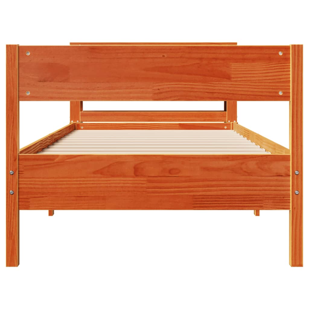 Cadre de lit sans matelas cire marron 100x200cm bois pin massif