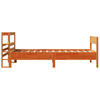 Cadre de lit sans matelas cire marron 100x200cm bois pin massif