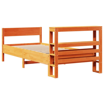 Cadre de lit sans matelas cire marron 100x200cm bois pin massif