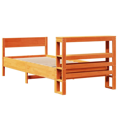 Cadre de lit sans matelas cire marron 90x200 cm bois pin massif