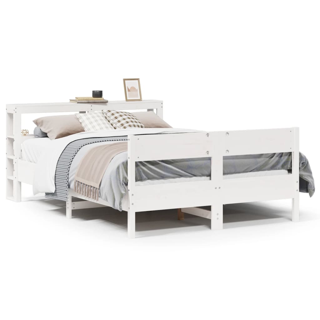 Cadre de lit sans matelas blanc 140x190 cm bois de pin massif