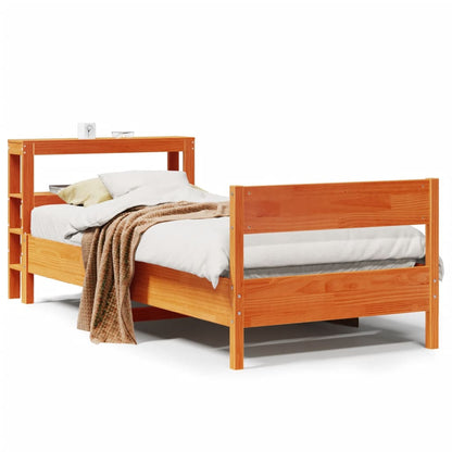 Cadre de lit sans matelas cire marron 90x190 cm bois pin massif