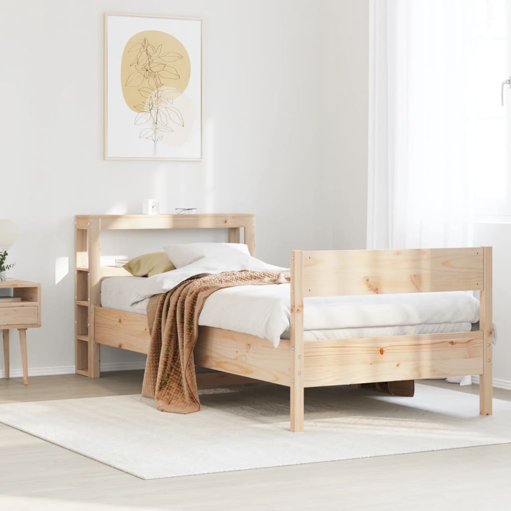 Cadre de lit sans matelas 75x190 cm bois de pin massif