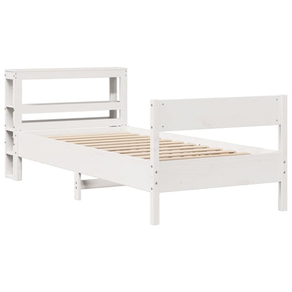 Cadre de lit sans matelas blanc 75x190 cm bois de pin massif