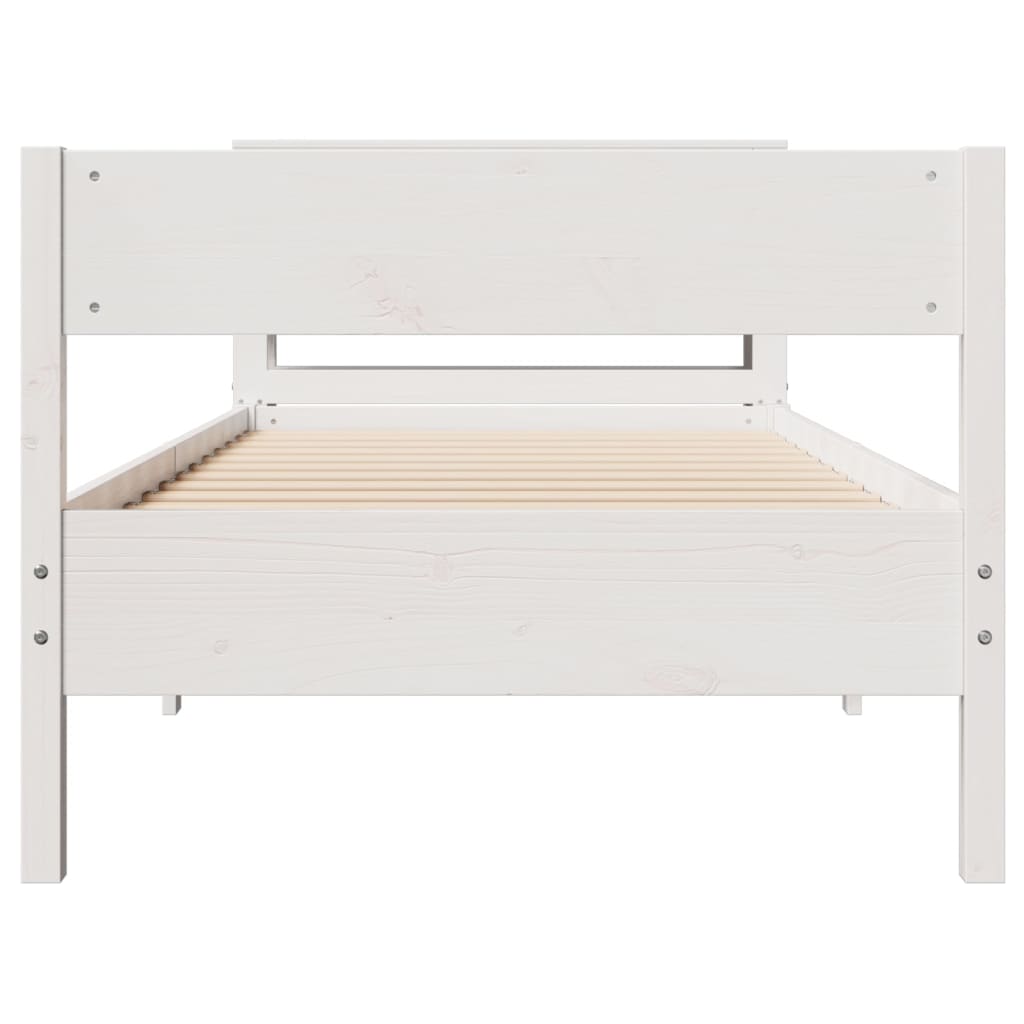 Cadre de lit sans matelas blanc 75x190 cm bois de pin massif