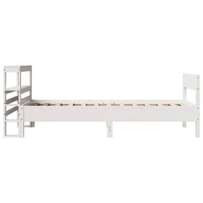 Cadre de lit sans matelas blanc 75x190 cm bois de pin massif