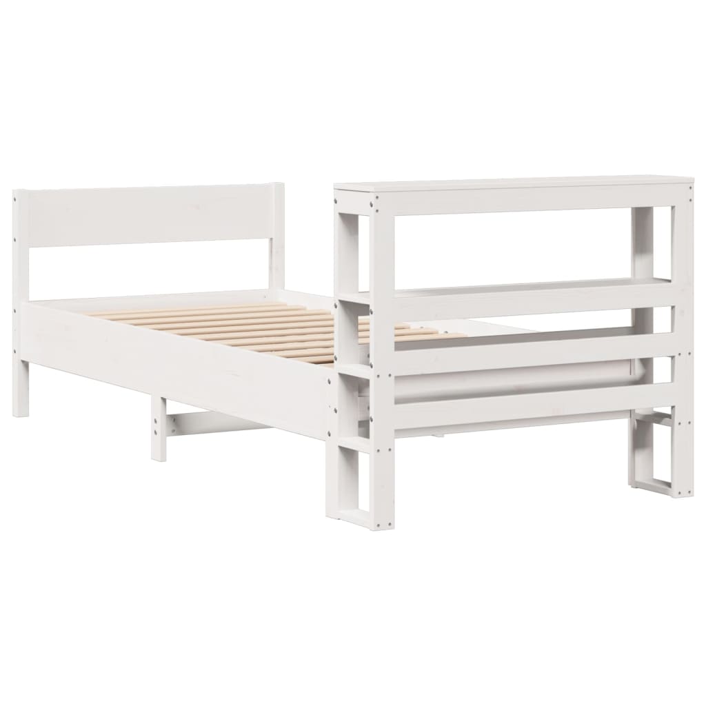 Cadre de lit sans matelas blanc 75x190 cm bois de pin massif