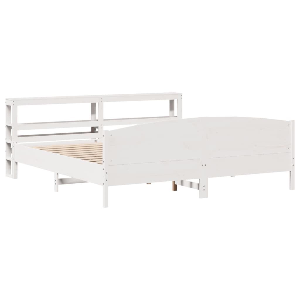 Cadre de lit sans matelas blanc 200x200 cm bois massif de pin