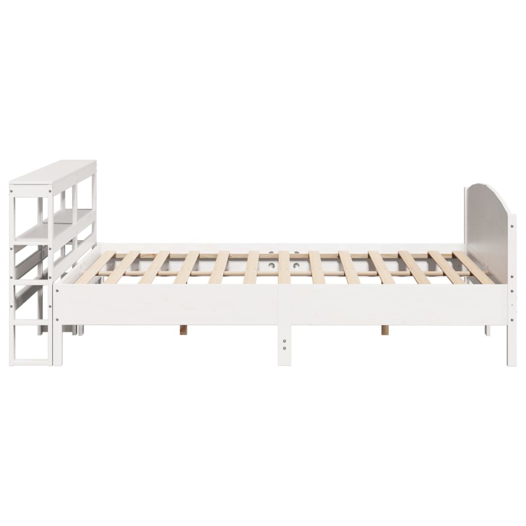 Cadre de lit sans matelas blanc 200x200 cm bois massif de pin