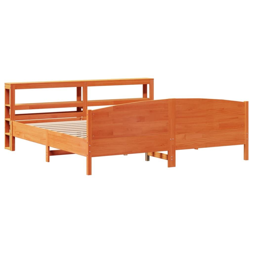 Cadre de lit sans matelas cire marron 200x200cm bois pin massif