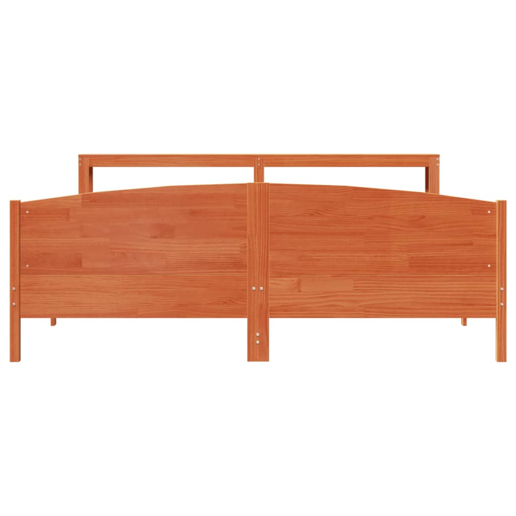 Cadre de lit sans matelas cire marron 200x200cm bois pin massif