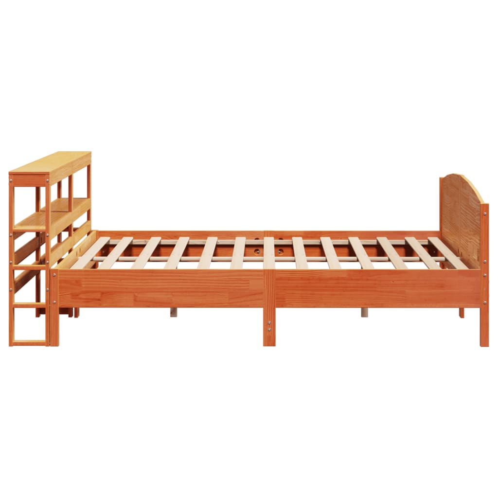 Cadre de lit sans matelas cire marron 200x200cm bois pin massif