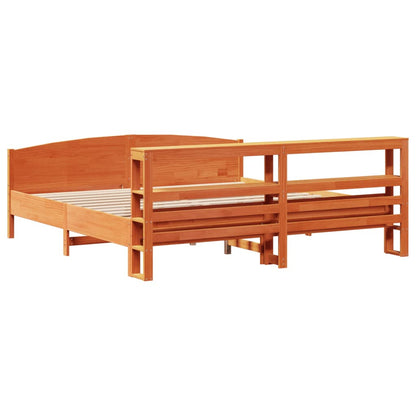 Cadre de lit sans matelas cire marron 200x200cm bois pin massif