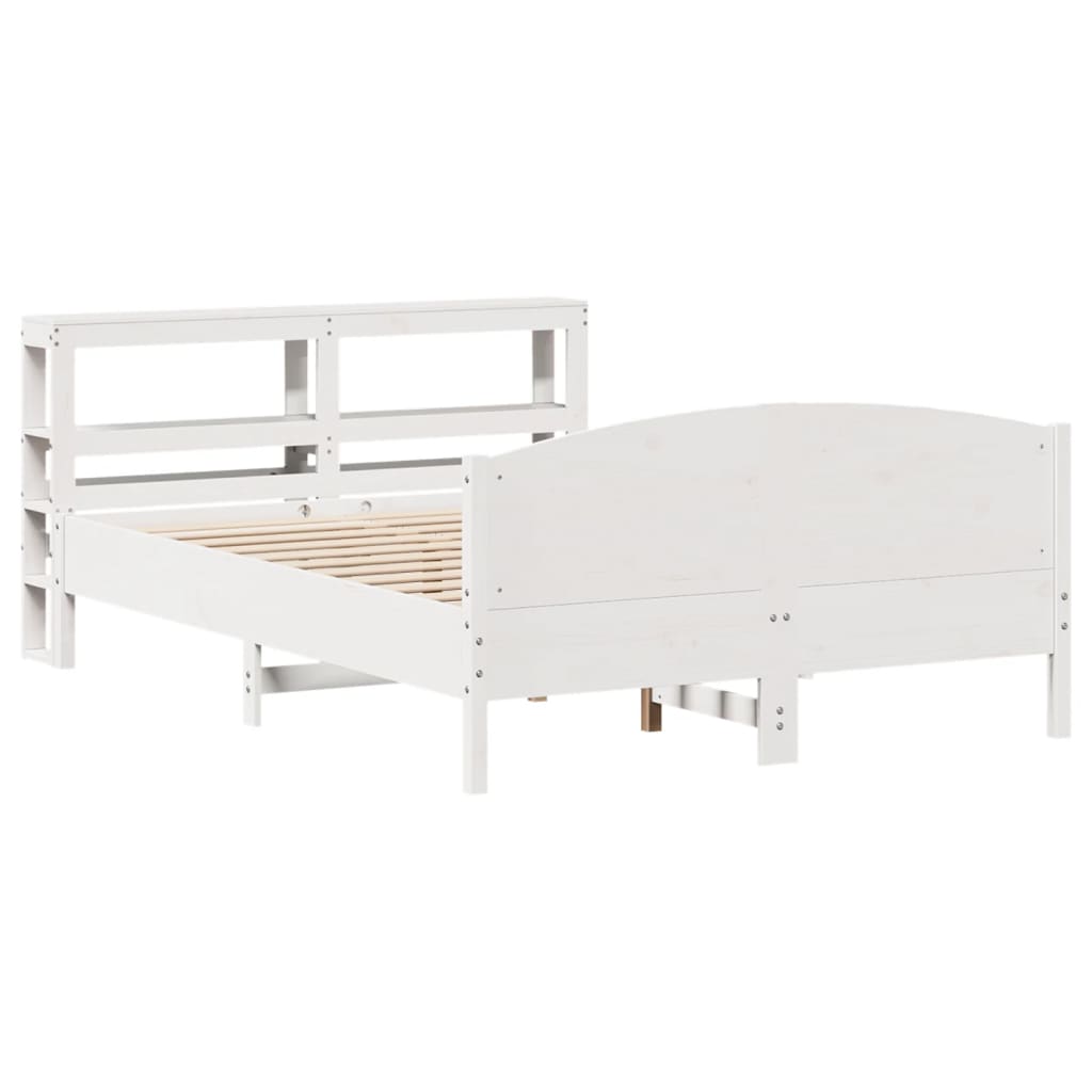 Cadre de lit sans matelas blanc 160x200 cm bois de pin massif