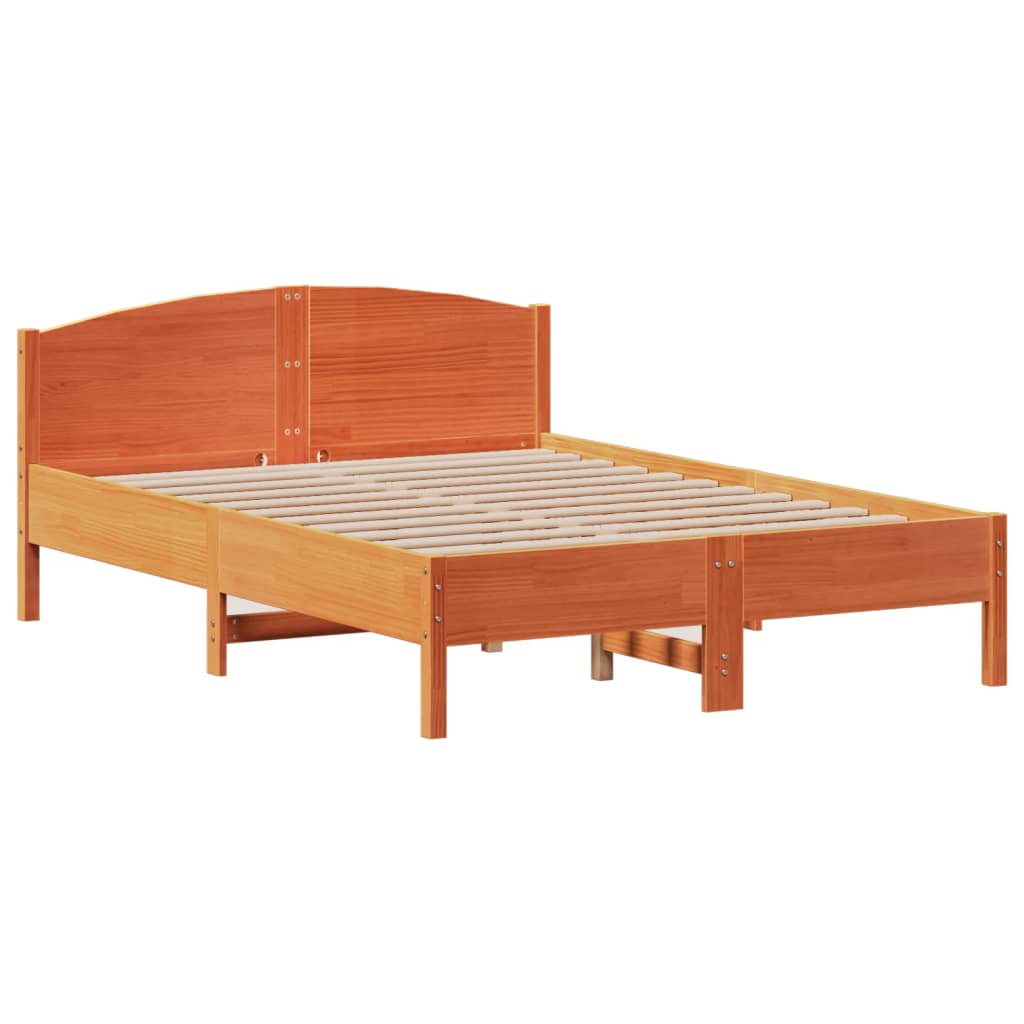 Cadre de lit sans matelas cire marron 120x200cm bois pin massif