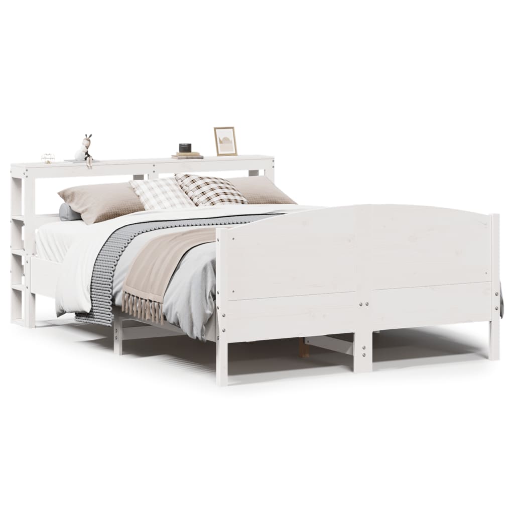 Cadre de lit sans matelas blanc 135x190 cm bois de pin massif