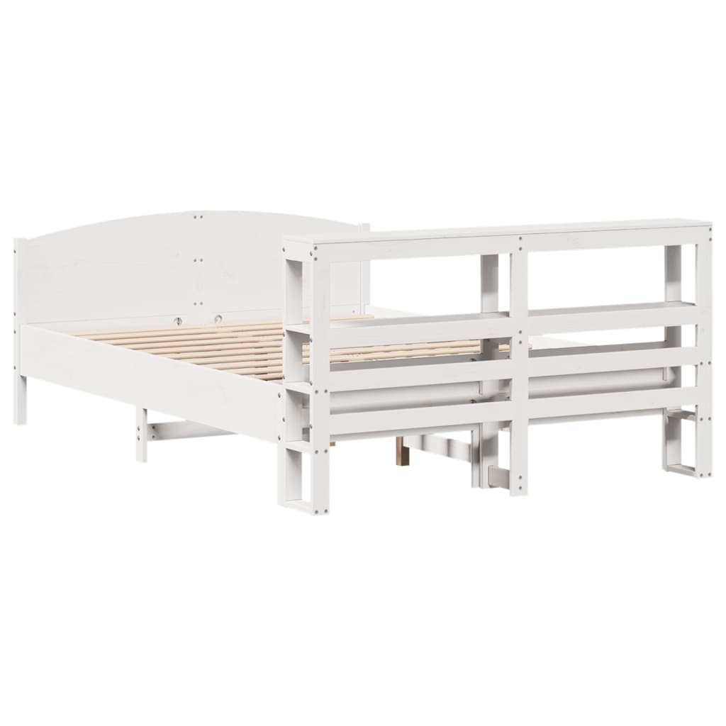 Cadre de lit sans matelas blanc 135x190 cm bois de pin massif