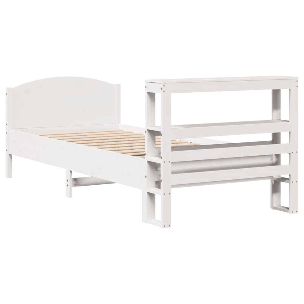 Cadre de lit sans matelas blanc 100x200 cm bois de pin massif