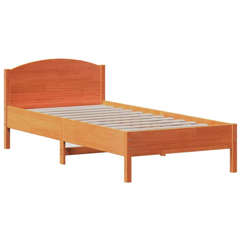 Cadre de lit sans matelas cire marron 100x200cm bois pin massif