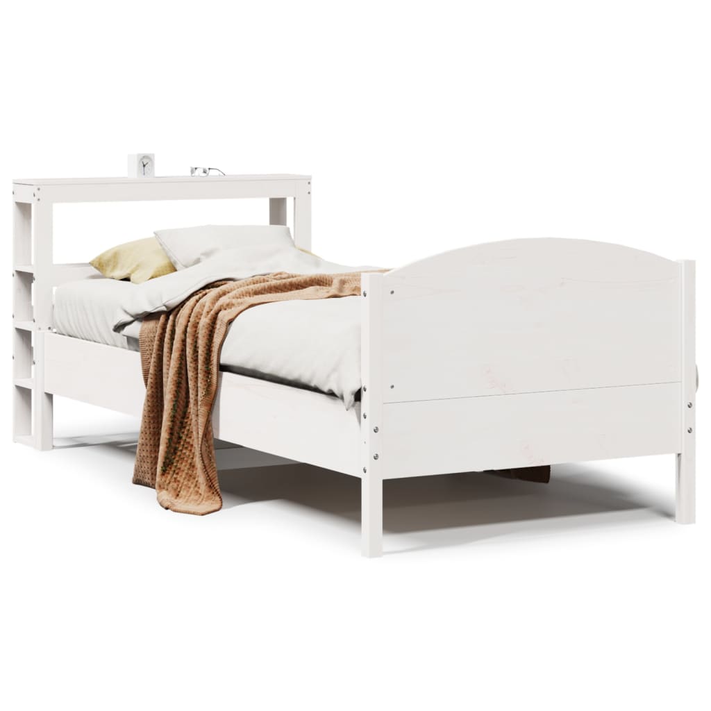 Cadre de lit sans matelas blanc 75x190 cm bois de pin massif