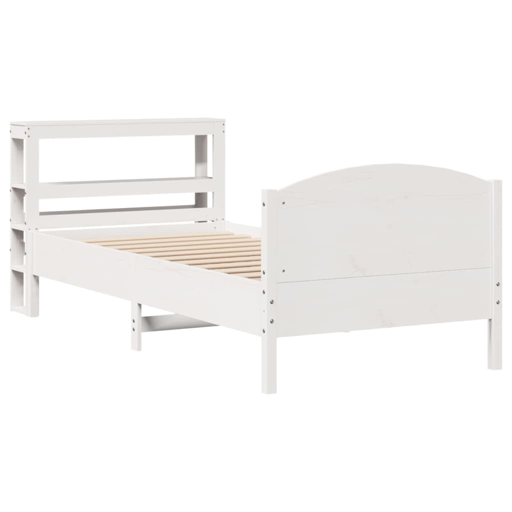 Cadre de lit sans matelas blanc 75x190 cm bois de pin massif