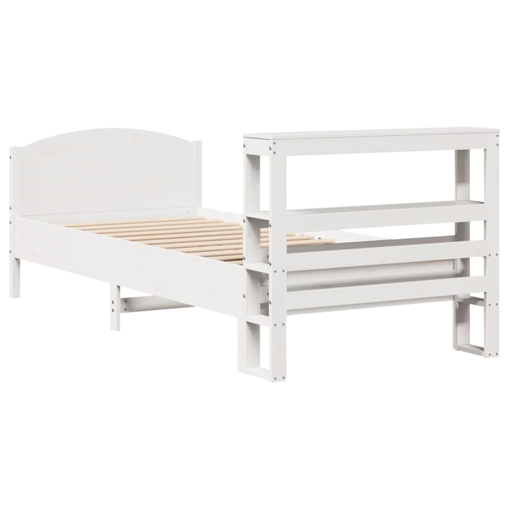 Cadre de lit sans matelas blanc 75x190 cm bois de pin massif