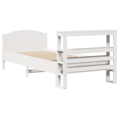 Cadre de lit sans matelas blanc 75x190 cm bois de pin massif