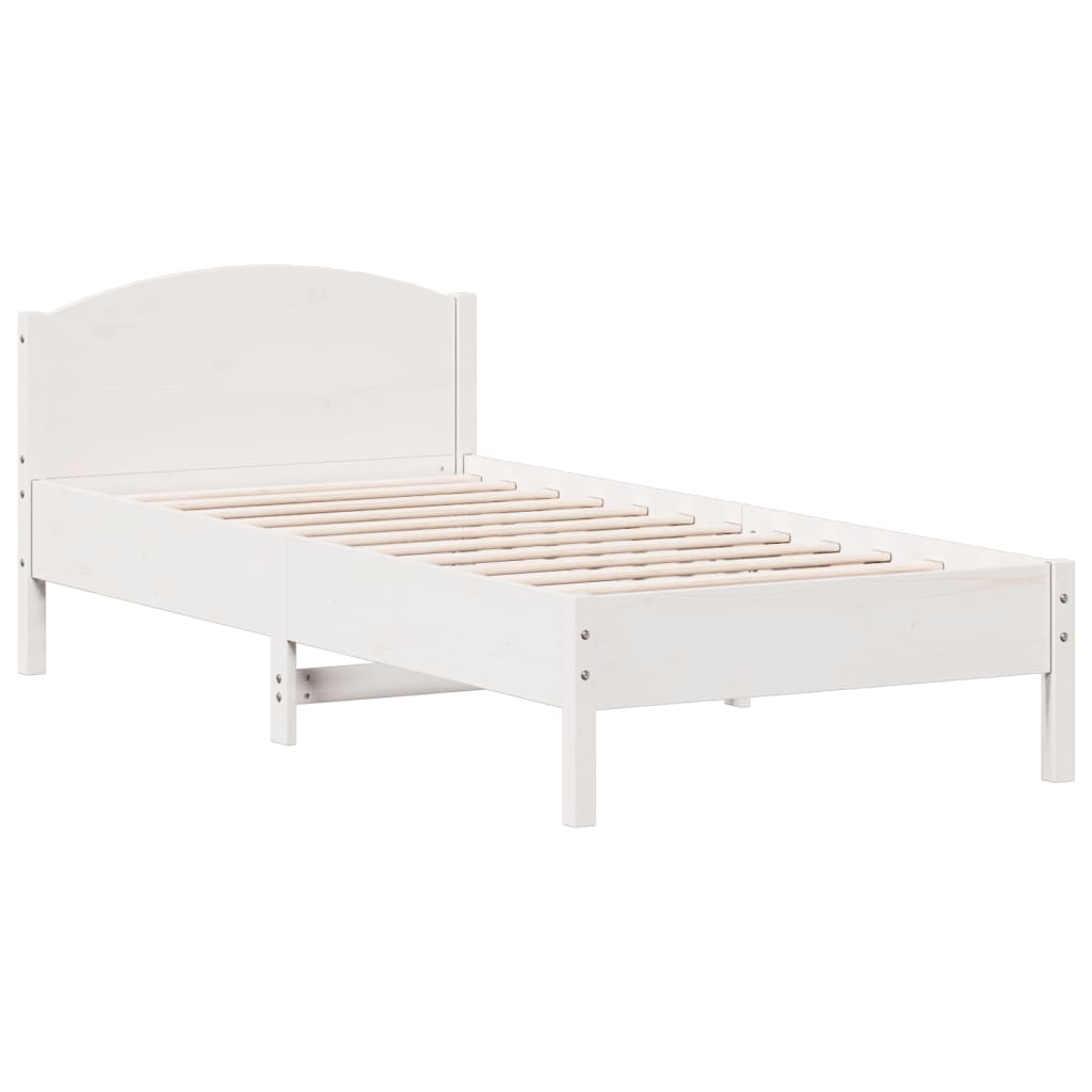 Cadre de lit sans matelas blanc 75x190 cm bois de pin massif