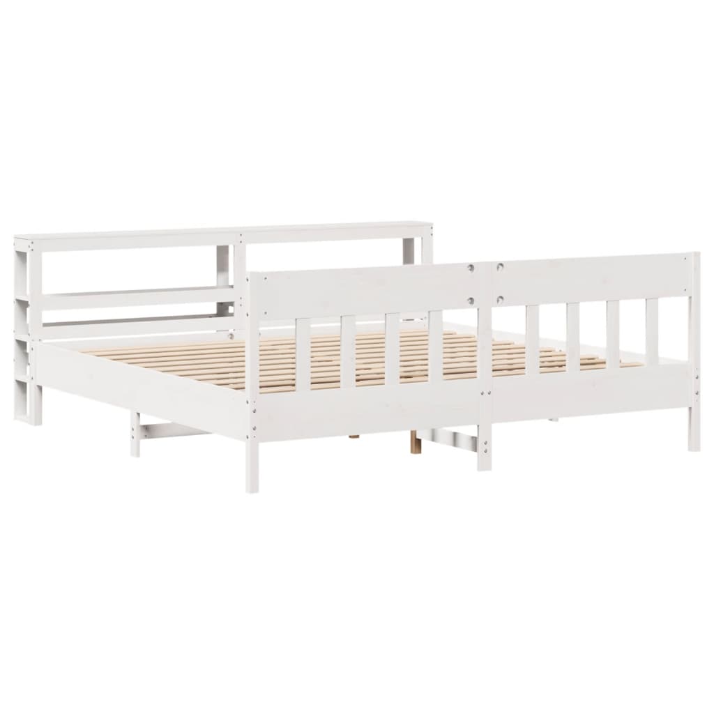 Cadre de lit sans matelas blanc 200x200 cm bois massif de pin