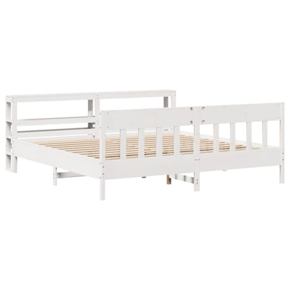 Cadre de lit sans matelas blanc 200x200 cm bois massif de pin