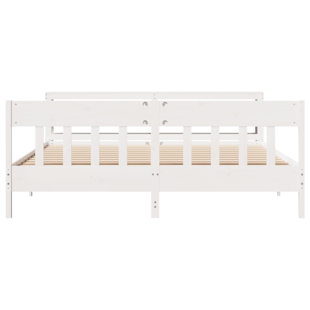 Cadre de lit sans matelas blanc 200x200 cm bois massif de pin