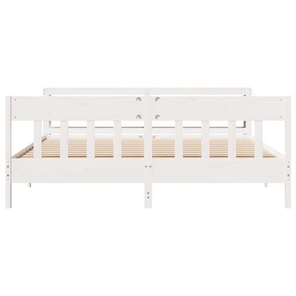 Cadre de lit sans matelas blanc 200x200 cm bois massif de pin