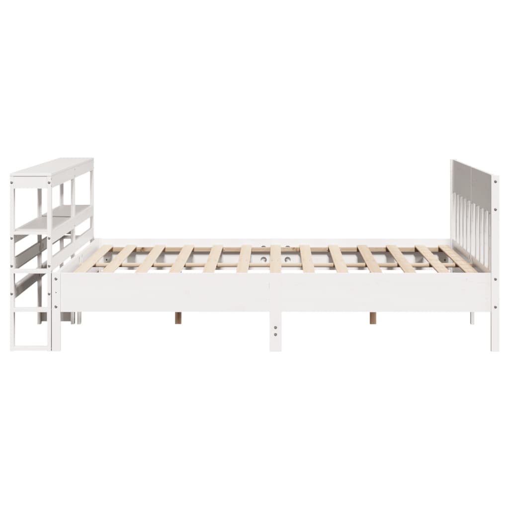 Cadre de lit sans matelas blanc 200x200 cm bois massif de pin