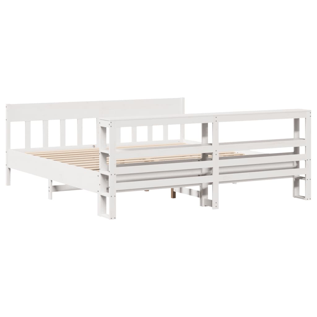 Cadre de lit sans matelas blanc 200x200 cm bois massif de pin