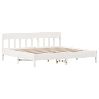 Cadre de lit sans matelas blanc 200x200 cm bois massif de pin