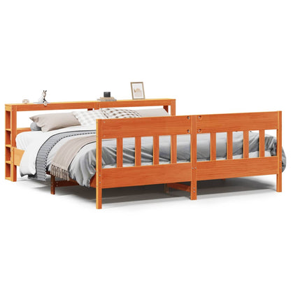 Cadre de lit sans matelas cire marron 180x200cm bois pin massif